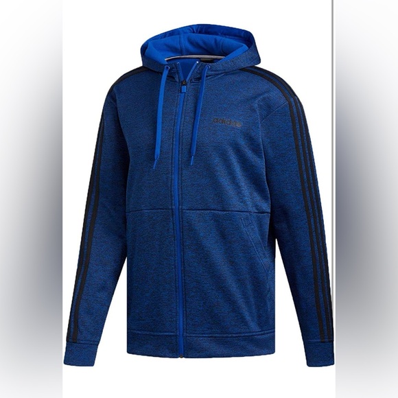 adidas Men’s Tech Full Zip Fleece Hoodie Track Jacket (Royal Blue/Black) - Picture 5 of 7